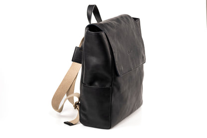 Leather Backpack Black Boston Collection