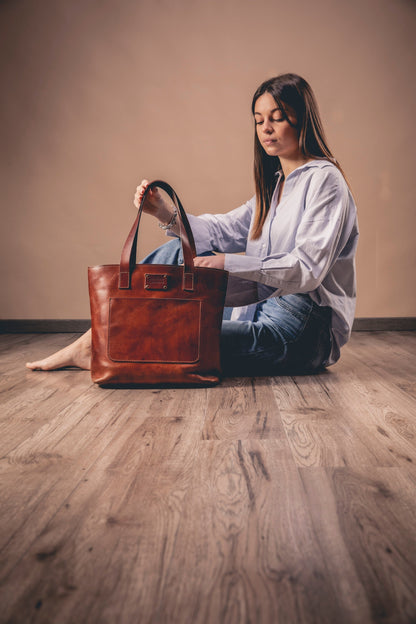 Leather Tote Brown Mod 147