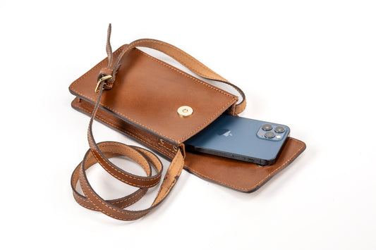 Leather Phone Holder Brown Silicon Valley Collection