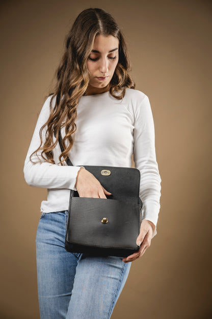 Leather Crossbody Black The Santa Fe Collection