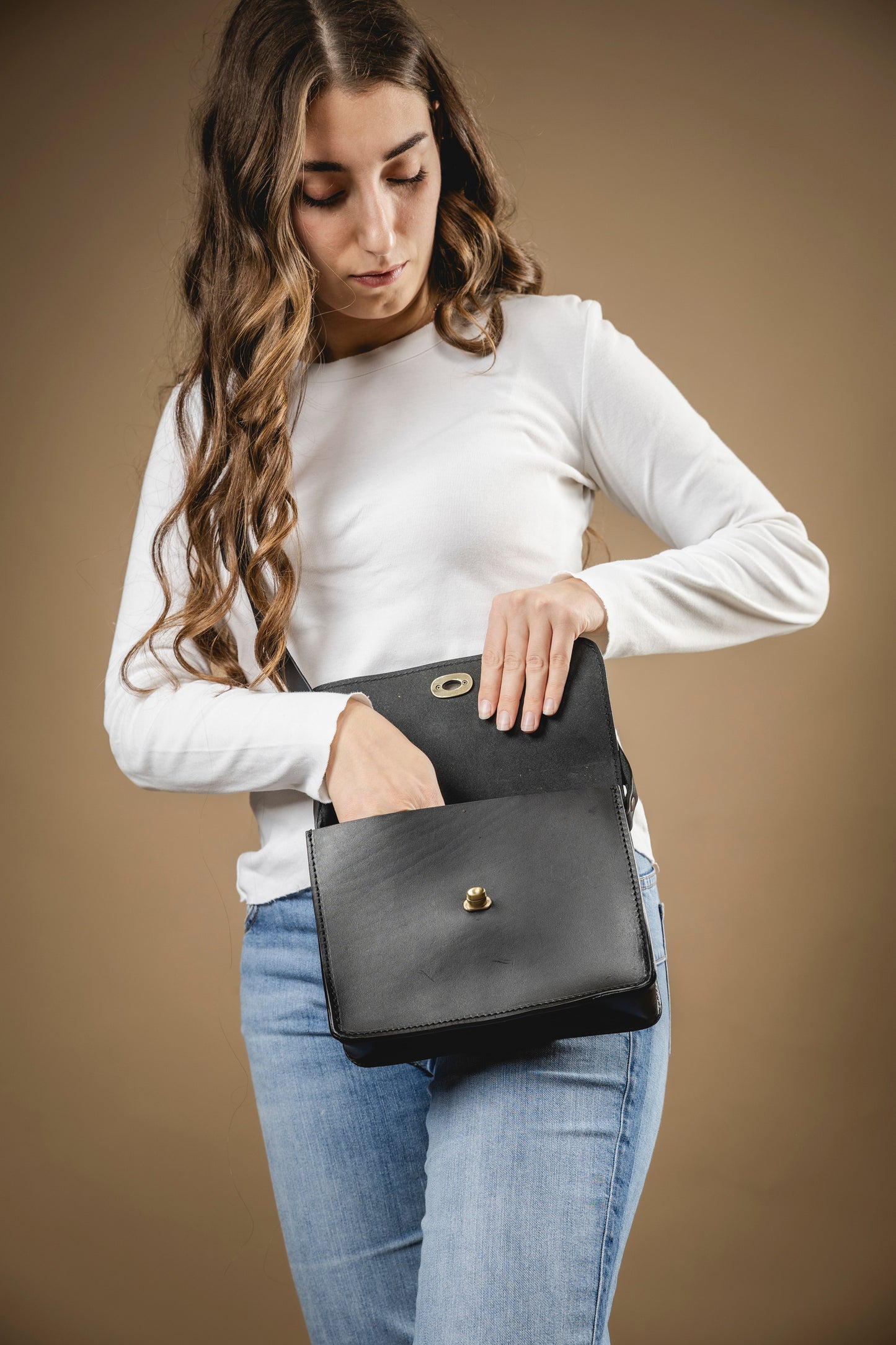 Leather Crossbody Black The Santa Fe Collection