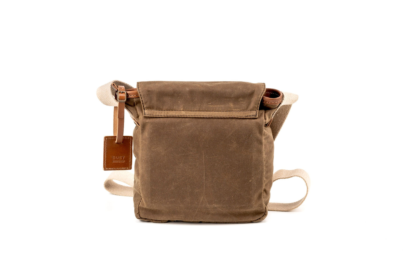 Leather Messenger In Waxed Cotton Made in USA Brown