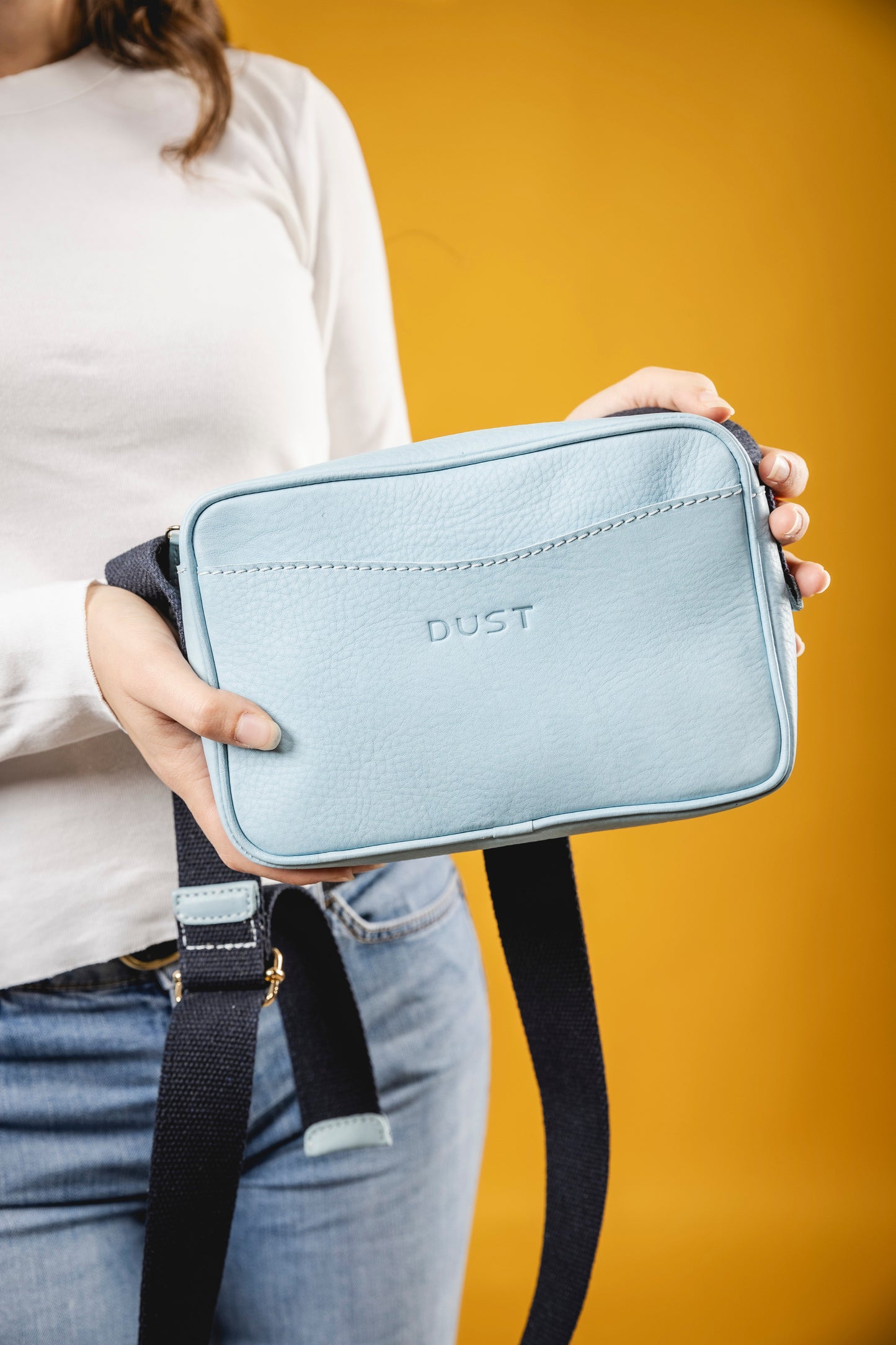 Leather Crossbody Light Blue The Sausalito Collection