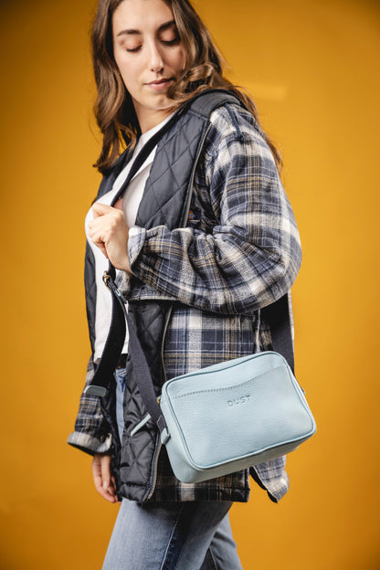 Leather Crossbody Light Blue The Sausalito Collection