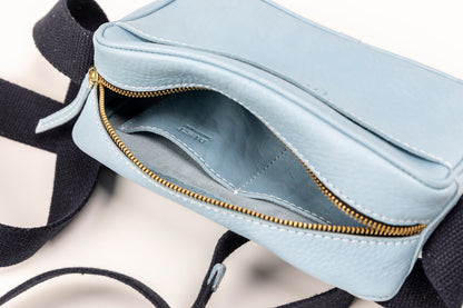 Leather Crossbody Light Blue The Sausalito Collection