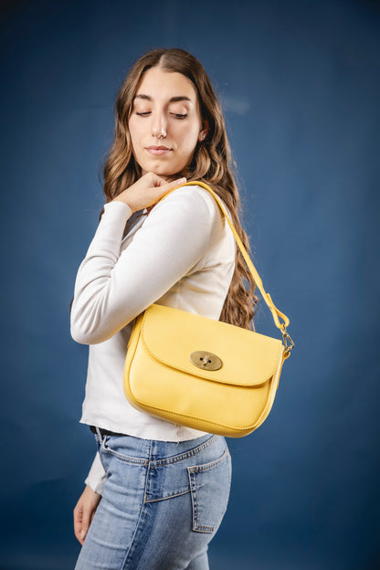 Leather Crossbody Yellow Broadway Collection