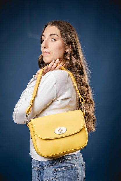 Leather Crossbody Yellow Broadway Collection