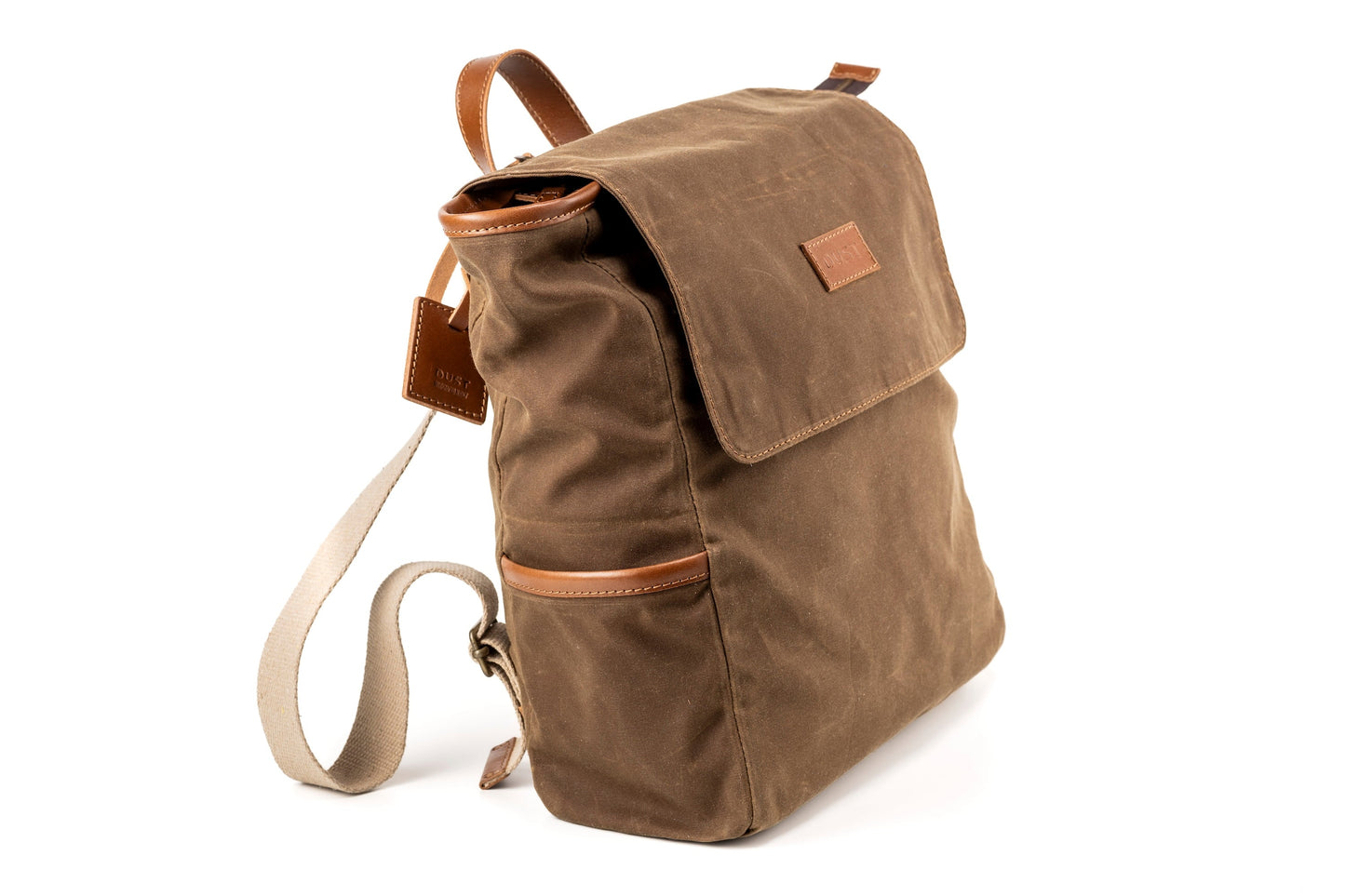 Leather Backpack In Waxed Cotton Made in USA Brown