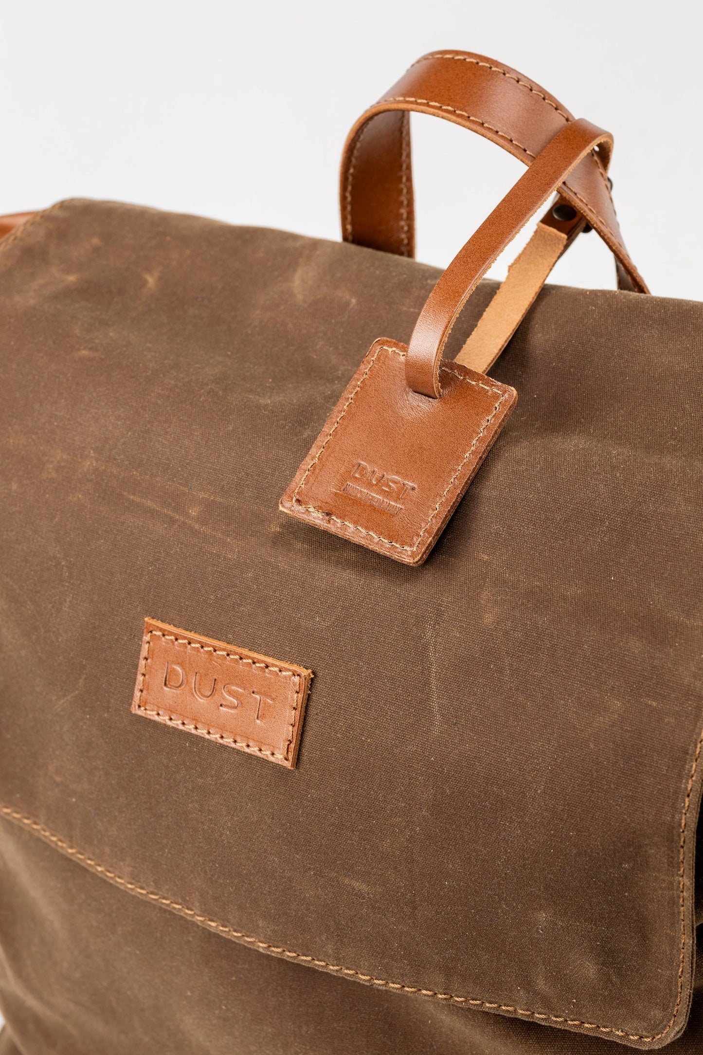 Leather Backpack In Waxed Cotton Made in USA Brown