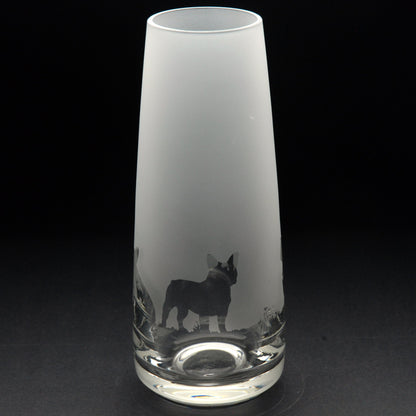 French Bulldog Dog Glass Bud Vase - Hand Etched/Engraved Gift