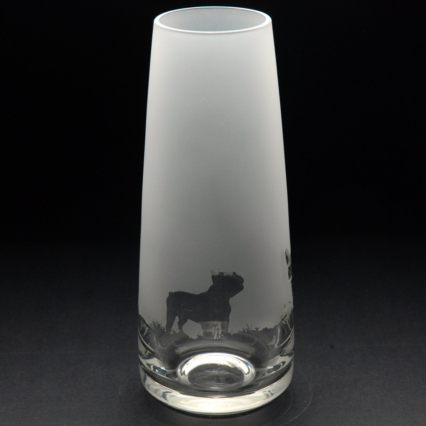 French Bulldog Dog Glass Bud Vase - Hand Etched/Engraved Gift