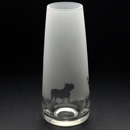 French Bulldog Dog Glass Bud Vase - Hand Etched/Engraved Gift