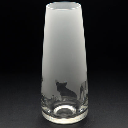 French Bulldog Dog Glass Bud Vase - Hand Etched/Engraved Gift