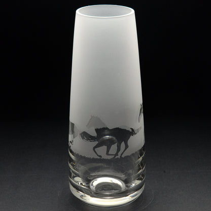 Galloping Horse Glass Bud Vase - Hand Etched/Engraved Gift