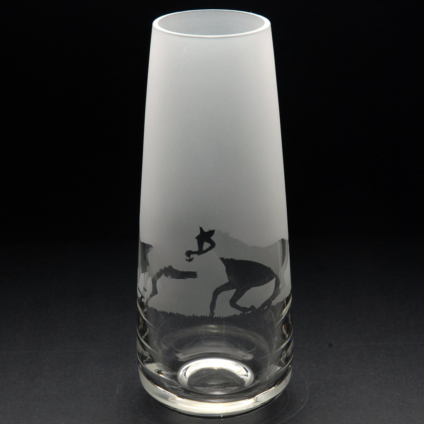 Galloping Horse Glass Bud Vase - Hand Etched/Engraved Gift