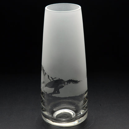 Galloping Horse Glass Bud Vase - Hand Etched/Engraved Gift