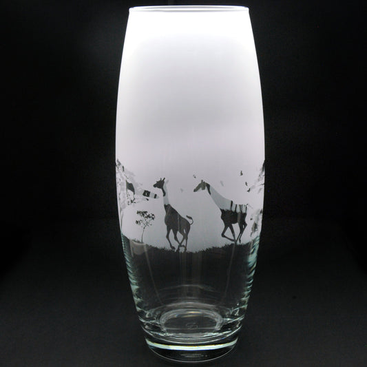 Giraffe Glass Botanica Vase - Hand Etched/Engraved Gift