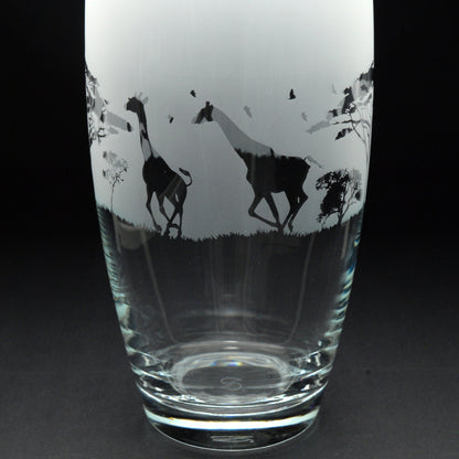 Giraffe Glass Botanica Vase - Hand Etched/Engraved Gift