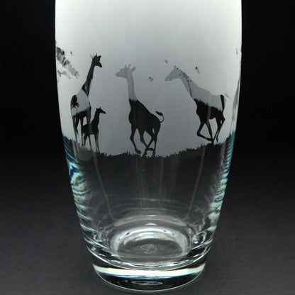 Giraffe Glass Botanica Vase - Hand Etched/Engraved Gift