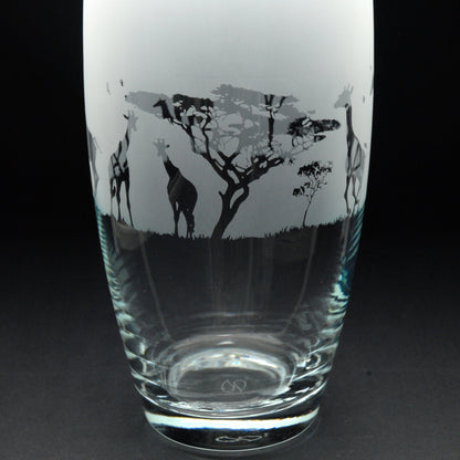 Giraffe Glass Botanica Vase - Hand Etched/Engraved Gift