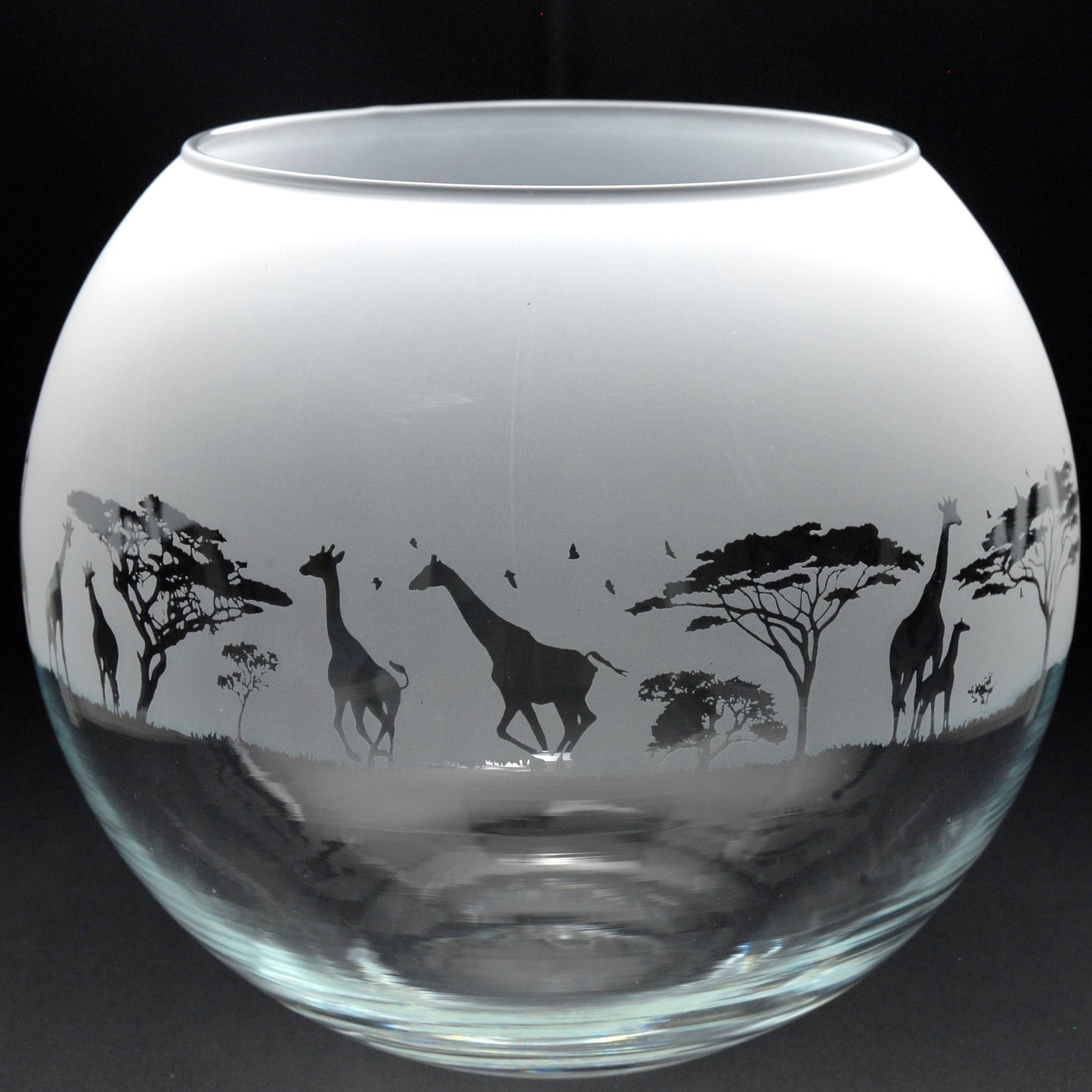 Giraffe Glass Flora Bowl Vase - Hand Etched/Engraved Gift