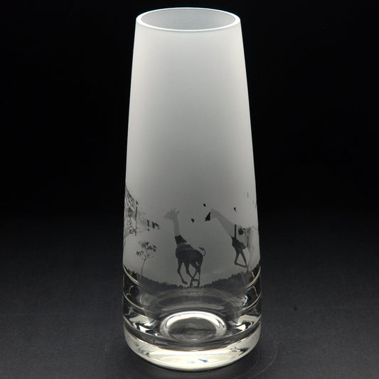 Giraffe Glass Bud Vase - Hand Etched/Engraved Gift