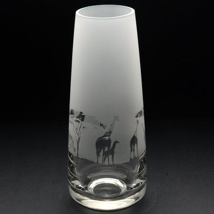 Giraffe Glass Bud Vase - Hand Etched/Engraved Gift