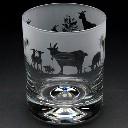 Goat Whiskey Tumbler Glass - Hand Etched/Engraved Gift