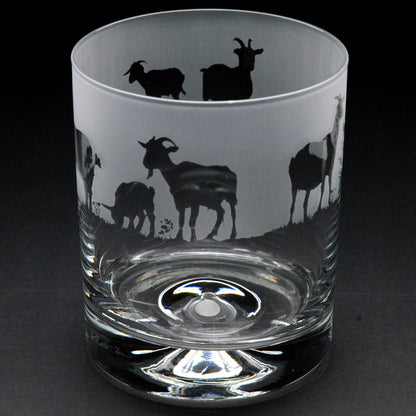 Goat Whiskey Tumbler Glass - Hand Etched/Engraved Gift