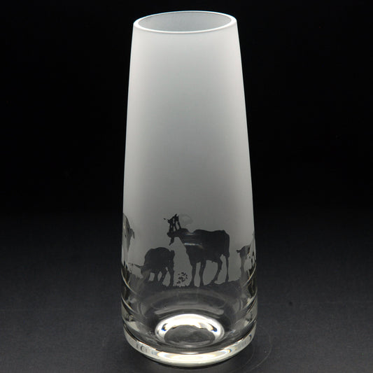 Goat Glass Bud Vase - Hand Etched/Engraved Gift