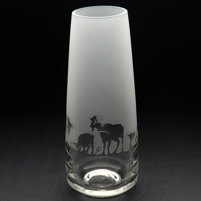 Goat Glass Bud Vase - Hand Etched/Engraved Gift