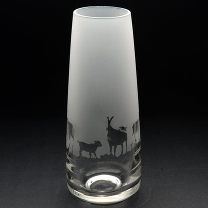 Goat Glass Bud Vase - Hand Etched/Engraved Gift