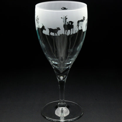 Goat Crystal Wine Glass - Hand Etched/Engraved Gift