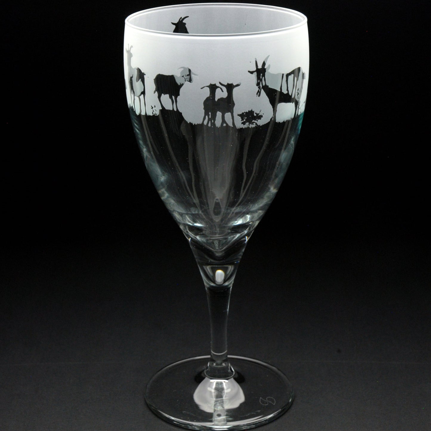 Goat Crystal Wine Glass - Hand Etched/Engraved Gift