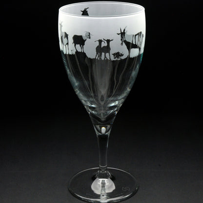 Goat Crystal Wine Glass - Hand Etched/Engraved Gift