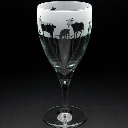 Goat Crystal Wine Glass - Hand Etched/Engraved Gift