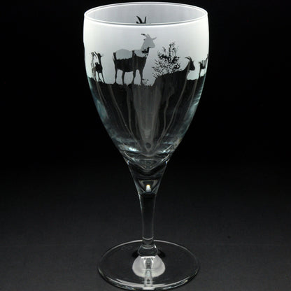 Goat Crystal Wine Glass - Hand Etched/Engraved Gift