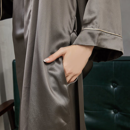 Gift Set | Pure Silk Grey Kimono Robe & Slip Dress | 22 Momme | Float Collection