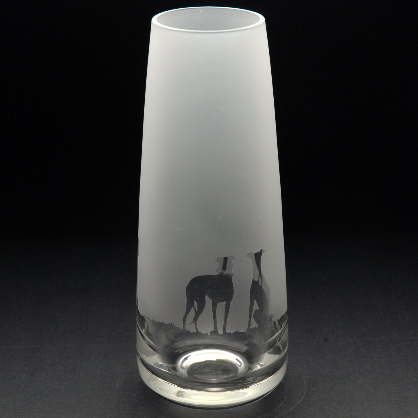 Greyhound Dog Glass Bud Vase - Hand Etched/Engraved Gift