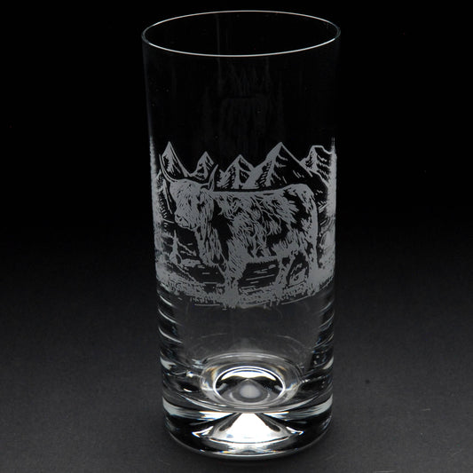 Highland Cow Highball Glass - Hand Etched/Engraved Gift