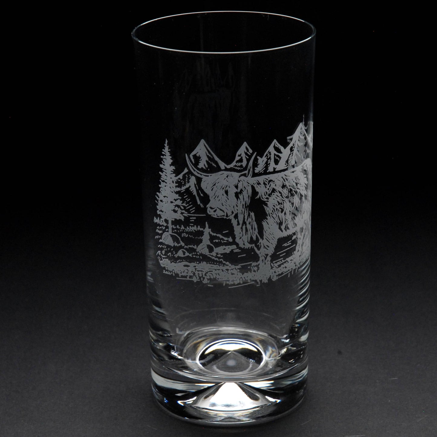 Highland Cow Highball Glass - Hand Etched/Engraved Gift