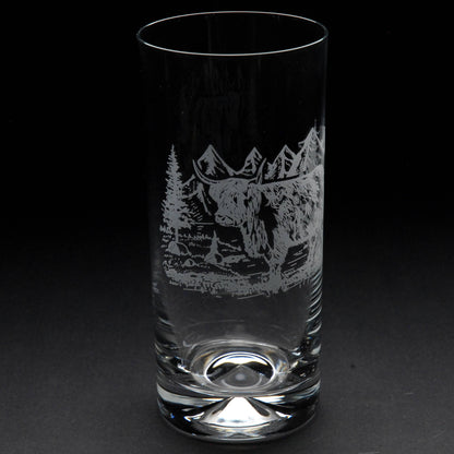 Highland Cow Highball Glass - Hand Etched/Engraved Gift