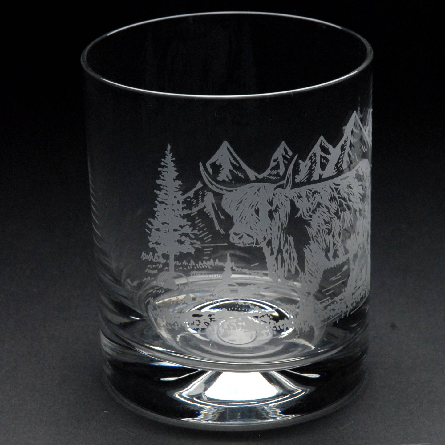 Highland Cow Whiskey Tumbler Glass - Hand Etched/Engraved Gift