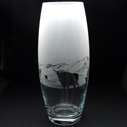 Highland Cow Glass Botanica Vase - Hand Etched/Engraved Gift