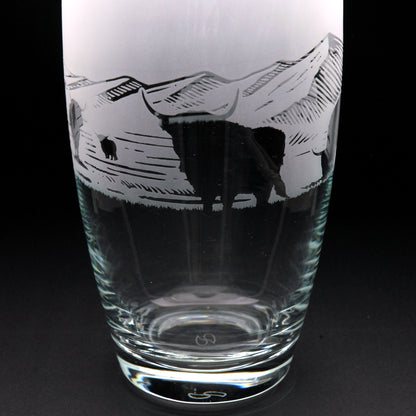 Highland Cow Glass Botanica Vase - Hand Etched/Engraved Gift