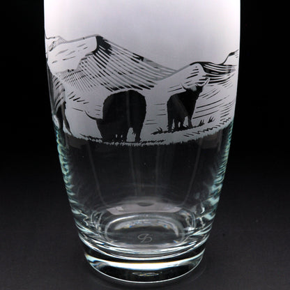 Highland Cow Glass Botanica Vase - Hand Etched/Engraved Gift