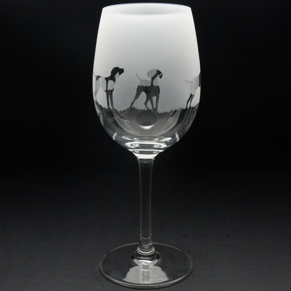 Hungarian Vizsla Dog Crystal Wine Glass - Hand Etched/Engraved Gift