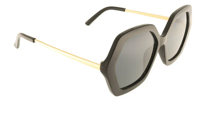 Iman big hexagonal sunglasses in Black
