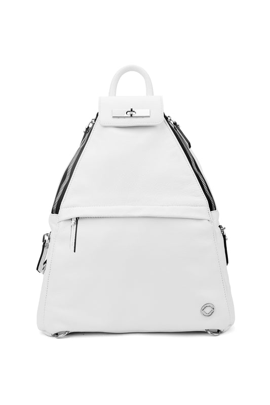 Aryella White Leather Rucksack, leather backpack, travel bags for women, backpack changing bag leather