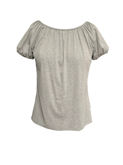 Posey Gathered Top In Grey Marl